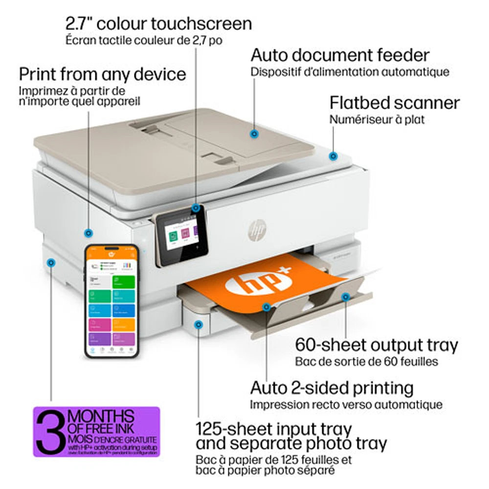 Imprimante à jet d'encre tout-en-un sans fil ENVY Inspire 7955e de HP - Essai de 3 mois de Instant Ink de HP inclus