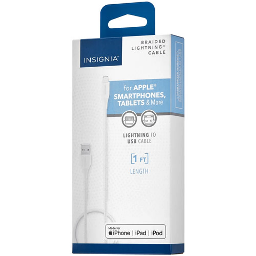 Câble tissé Lightning à USB-A de 0,3 m (1 pi) d'Insignia certifié MFi par Apple - Gris lunaire
