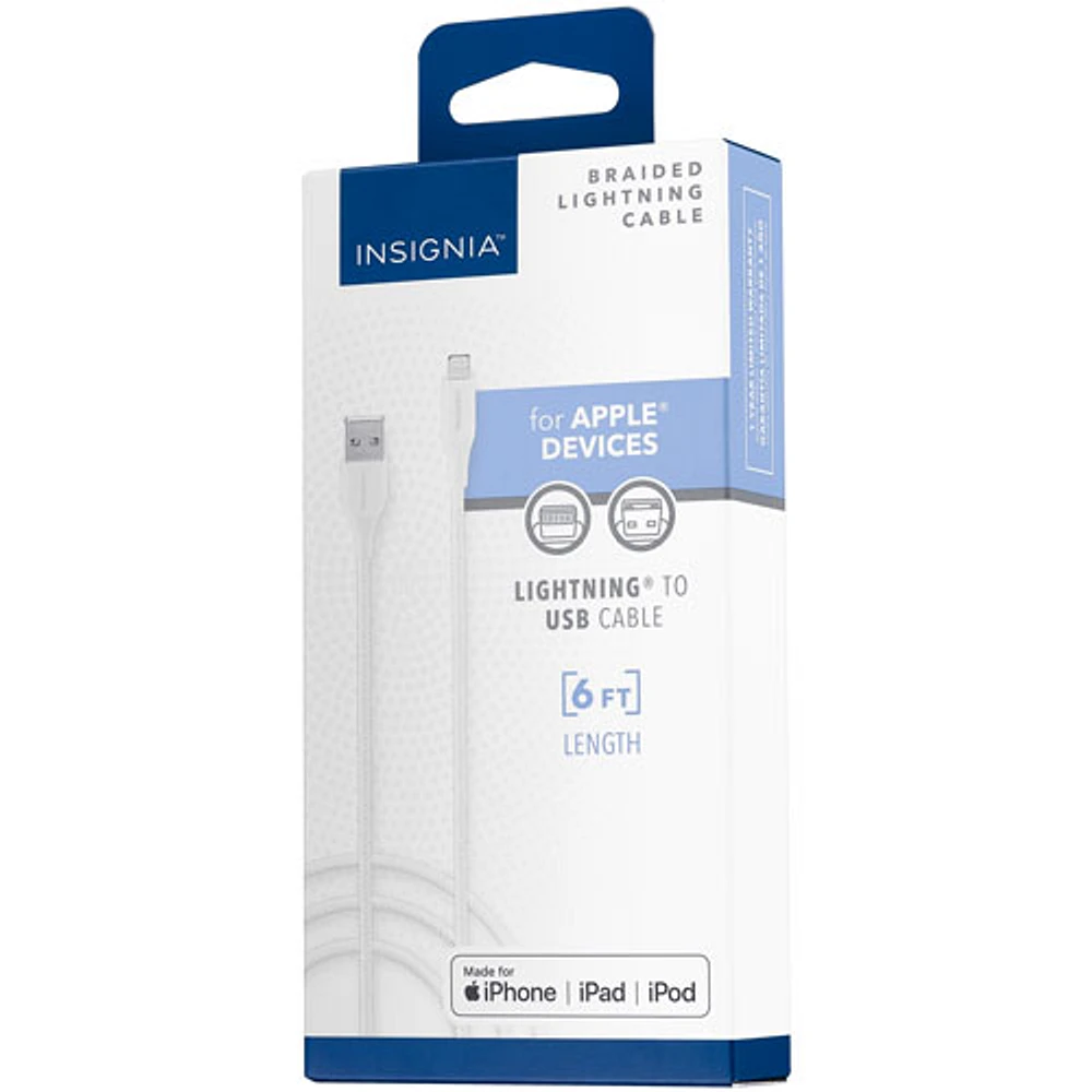 Câble tissé Lightning à USB-A de 1,8 m (6 pi) d'Insignia certifié MFi par Apple - Gris lunaire