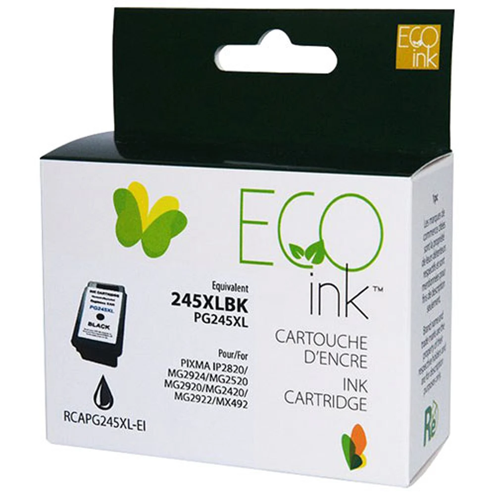 Cartouche d'encre noire réusinée Eco Ink compatible avec Canon (PG245XL)