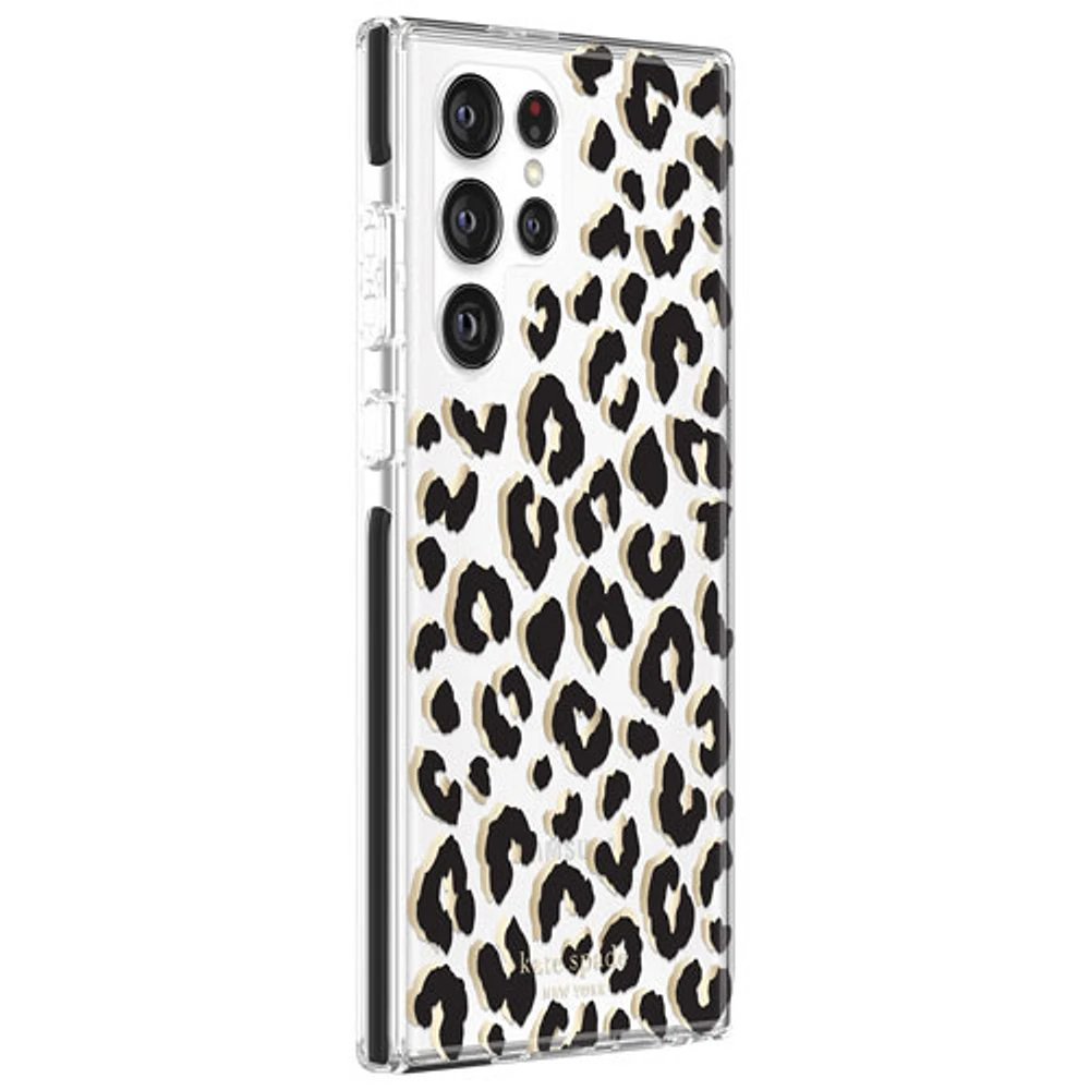 kate spade new york Fitted Hard Shell Case for Galaxy S22 Ultra - Leopard Black