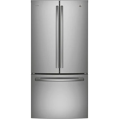 Réfrigérateur à deux portes 25 pi³ 33 po avec distributeur glaçons et eau de GE (PNE25NYRKFS) - Inox