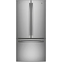 GE 33" 25 Cu. Ft. French Door Refrigerator with Water & Ice Dispenser (PNE25NYRKFS) - Stainless Steel