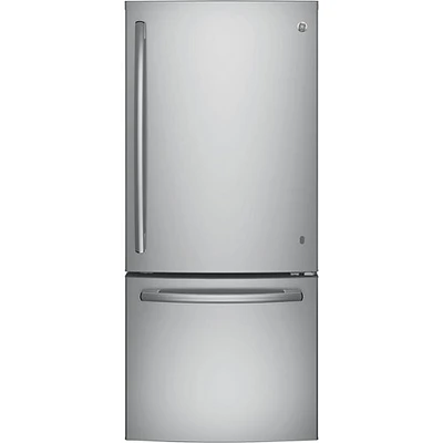 Réfrigérateur à congélateur inférieur 21 pi³ 30 po de GE (GBE21AYRKFS) - Acier inoxydable