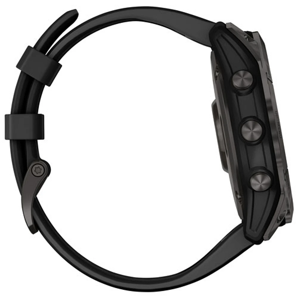 Montre intelligente multisport Bluetooth de 51 mm fēnix 7X Sapphire Solar de Garmin - Gris carbone/Noir/Dos titane