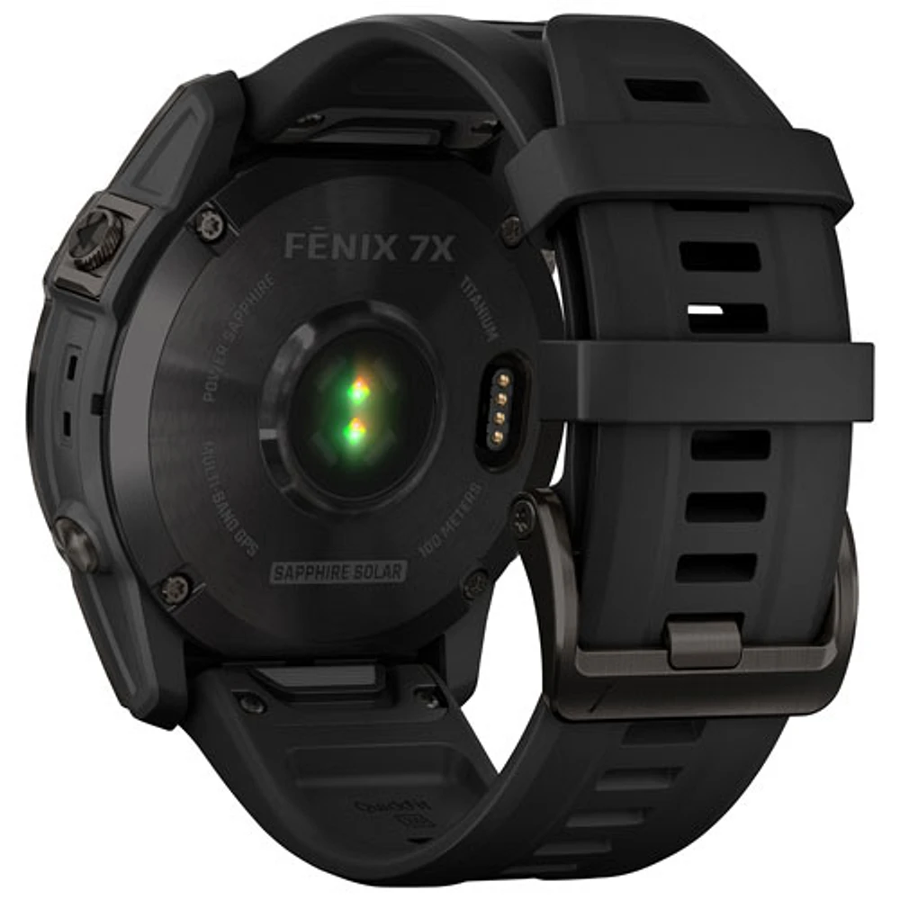 Montre intelligente multisport Bluetooth de 51 mm fēnix 7X Sapphire Solar de Garmin - Gris carbone/Noir/Dos titane