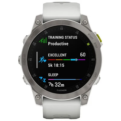 Montre intelligente active Bluetooth de 47 mm epix (Gen 2) de Garmin - Argenté/Blanc/Dos titane