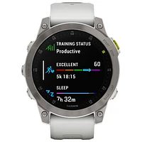 Montre intelligente active Bluetooth de 47 mm epix (Gen 2) de Garmin - Argenté/Blanc/Dos titane
