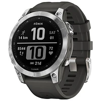 Montre intelligente multisport Bluetooth de 47 mm fēnix 7 de Garmin - Argenté/Graphite/Dos métal