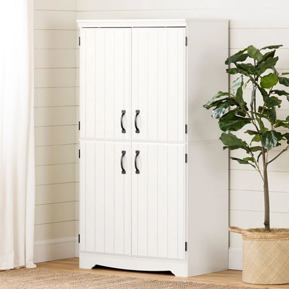 Armoire de rangement contemporaine à 4 portes Farnel de South Shore - Blanc pur