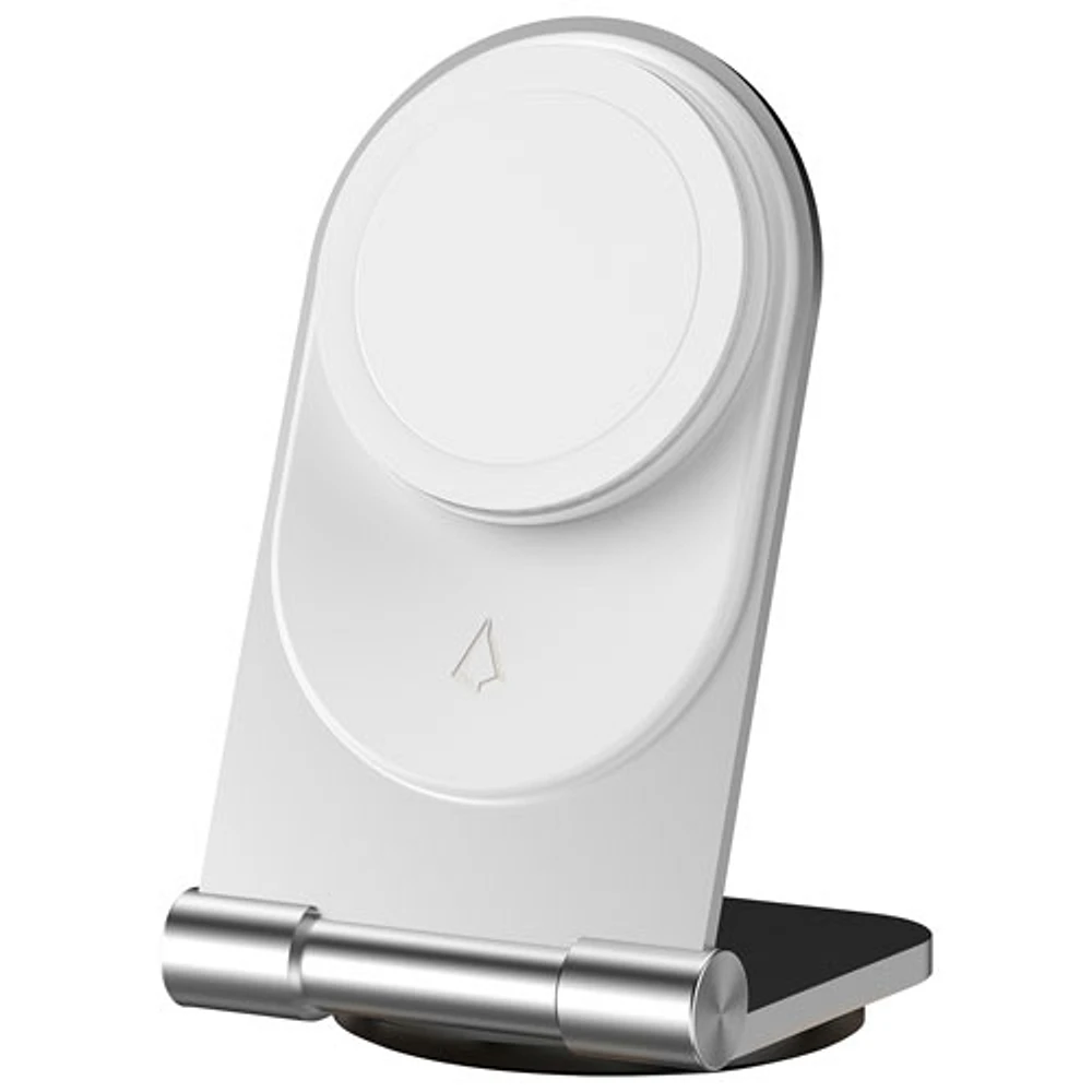 LBT Mag Stream MagSafe 15W Wireless Charging Stand with 20W PD Wall Charger - Silver