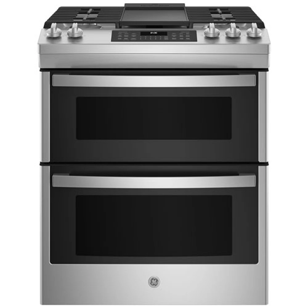 Cuisinière au gaz à 2 fours encastrable de 30 po à 5 brûleurs de 6,7 pi³ de GE (JCGSS86SPSS) - Inox