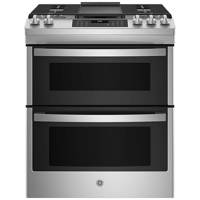 Cuisinière au gaz à 2 fours encastrable de 30 po à 5 brûleurs de 6,7 pi³ de GE (JCGSS86SPSS) - Inox