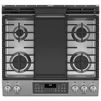 GE 30" 6.7 Cu. Ft. Double Oven 5-Burner Slide-In Gas Range (JCGSS86SPSS) - Stainless Steel
