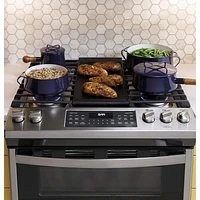 GE 30" 6.7 Cu. Ft. Double Oven 5-Burner Slide-In Gas Range (JCGSS86SPSS) - Stainless Steel