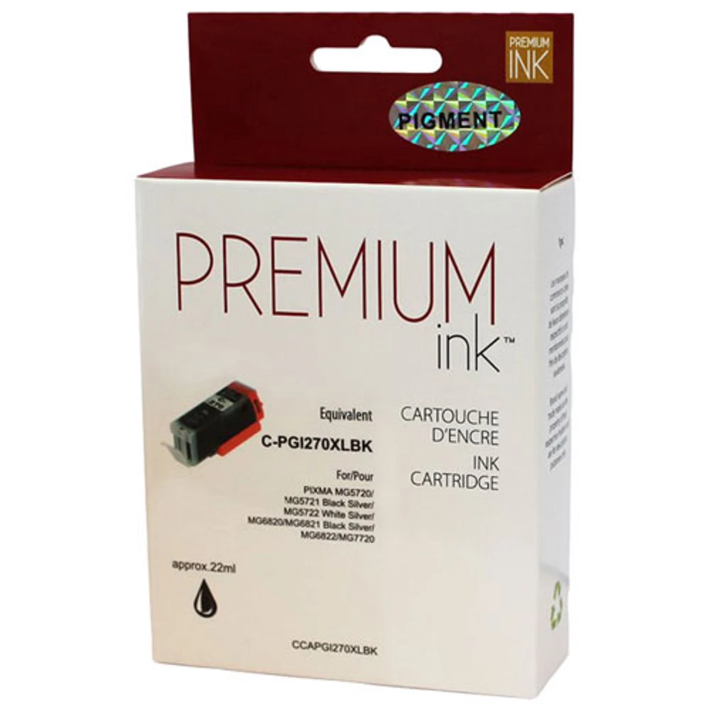 Cartouche d'encre noire de Premium Ink compatible avec Canon (PGI270XLBK)
