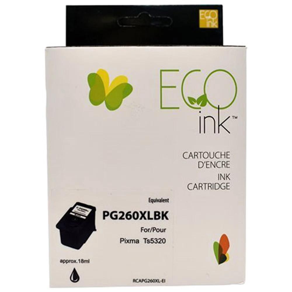 Cartouche d'encre noire réusinée Eco Ink compatible avec Canon (PG-260XL)
