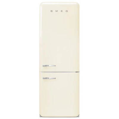 Smeg 50's Style 28" 18 Cu. Ft. Bottom Freezer Refrigerator with Ice Dispenser (FAB38URCR) - Cream