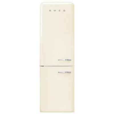Smeg 50's Style 24" 12.9 Cu. Ft. Bottom Freezer Refrigerator with LED Lighting (FAB32ULCR3) - Cream