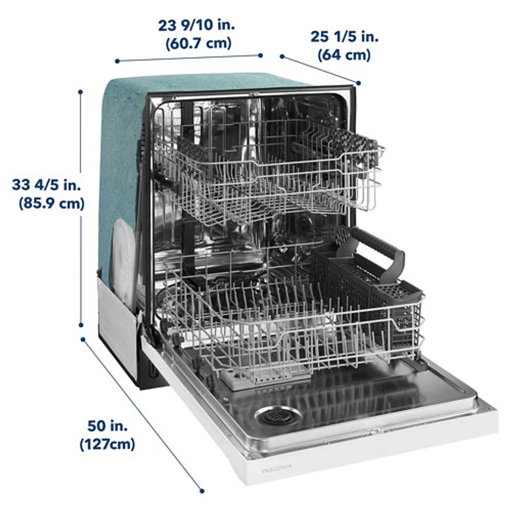 Lave-vaisselle encastrable 24 po 51 dB avec cuve en acier inoxydable d'Insignia (NS-DWRF2WH3) - Blanc - Exclusivité Best Buy