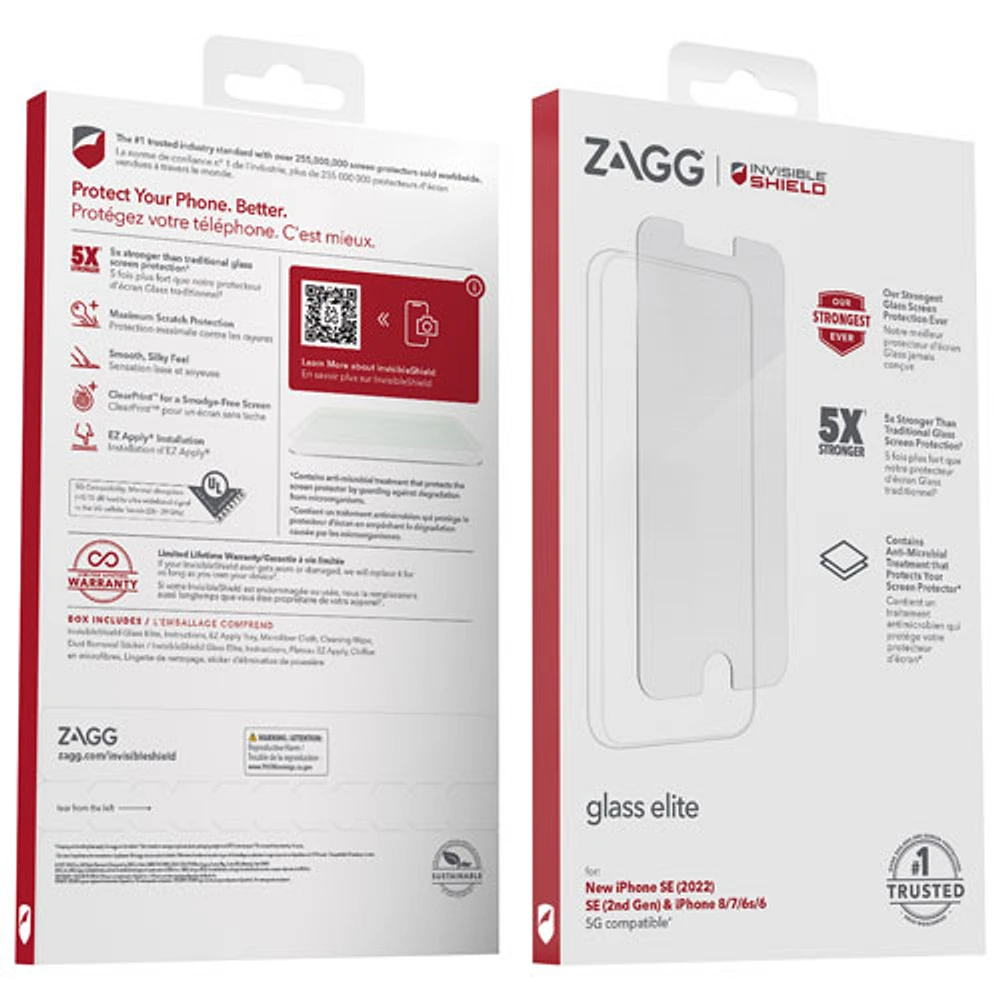 Protecteur d'écran Glass Elite+ InvisibleShield by ZAGG pour iPhone SE (2e/3e gén.)