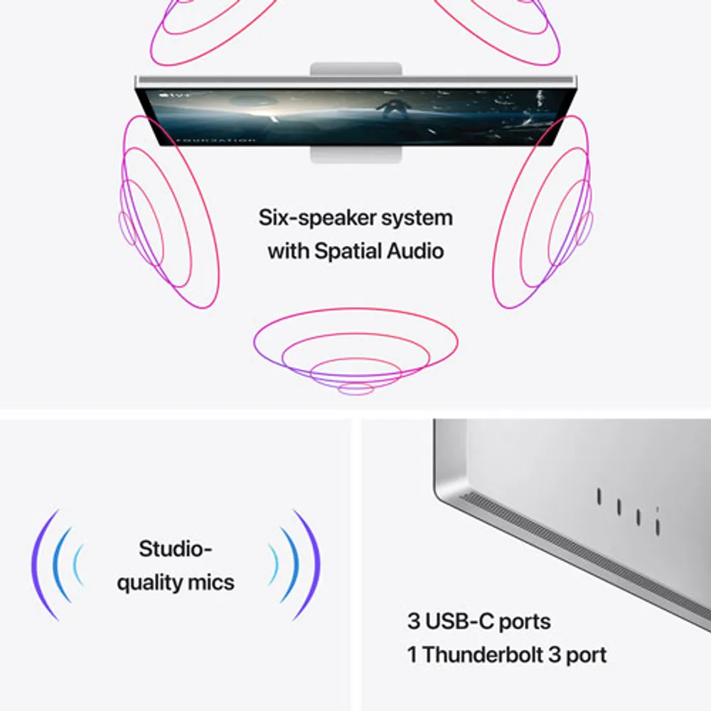 Moniteur inclinable écran Retina 5K verre standard 27 po Studio Display d'Apple (MYJG3VC/A)-Argenté