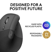 Logitech Lift Left Vertical Ergonomic 4000 DPI Wireless Mouse - Graphite