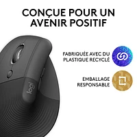 Logitech Lift Left Vertical Ergonomic 4000 DPI Wireless Mouse - Graphite