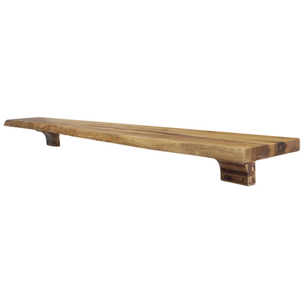 Live Edge 60" Mantel / Wall Shelf with Wood Corbels - Brown