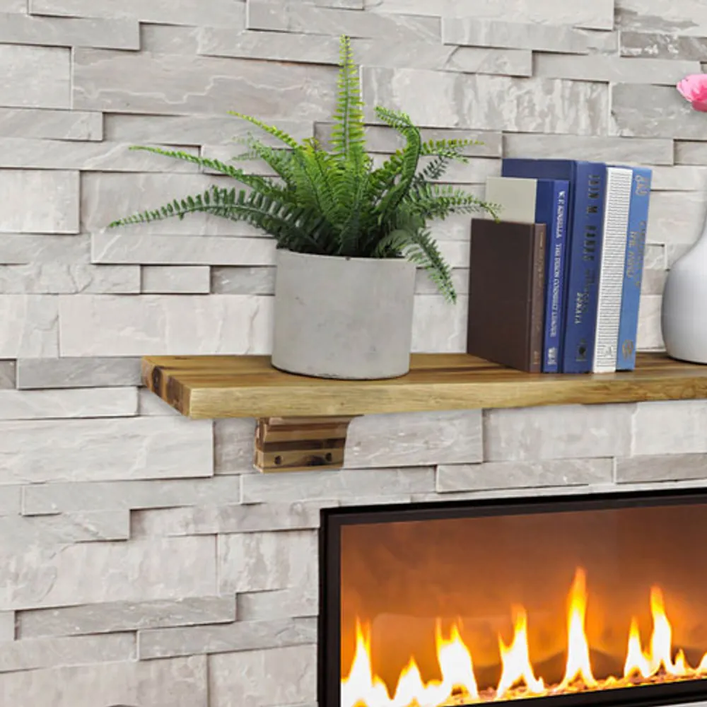 Live Edge 60" Mantel / Wall Shelf with Wood Corbels - Brown