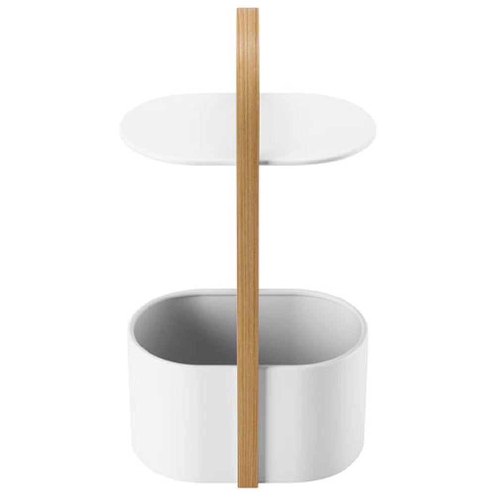 Table d'extrémité ovale moderne Bellwood - Blanc/Naturel