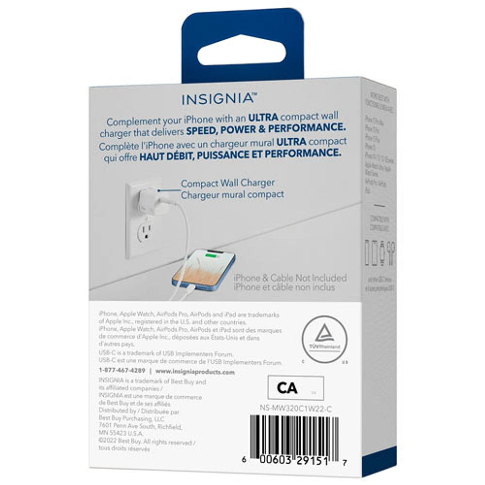 Chargeur mural USB-C de 20W d'Insignia - Blanc