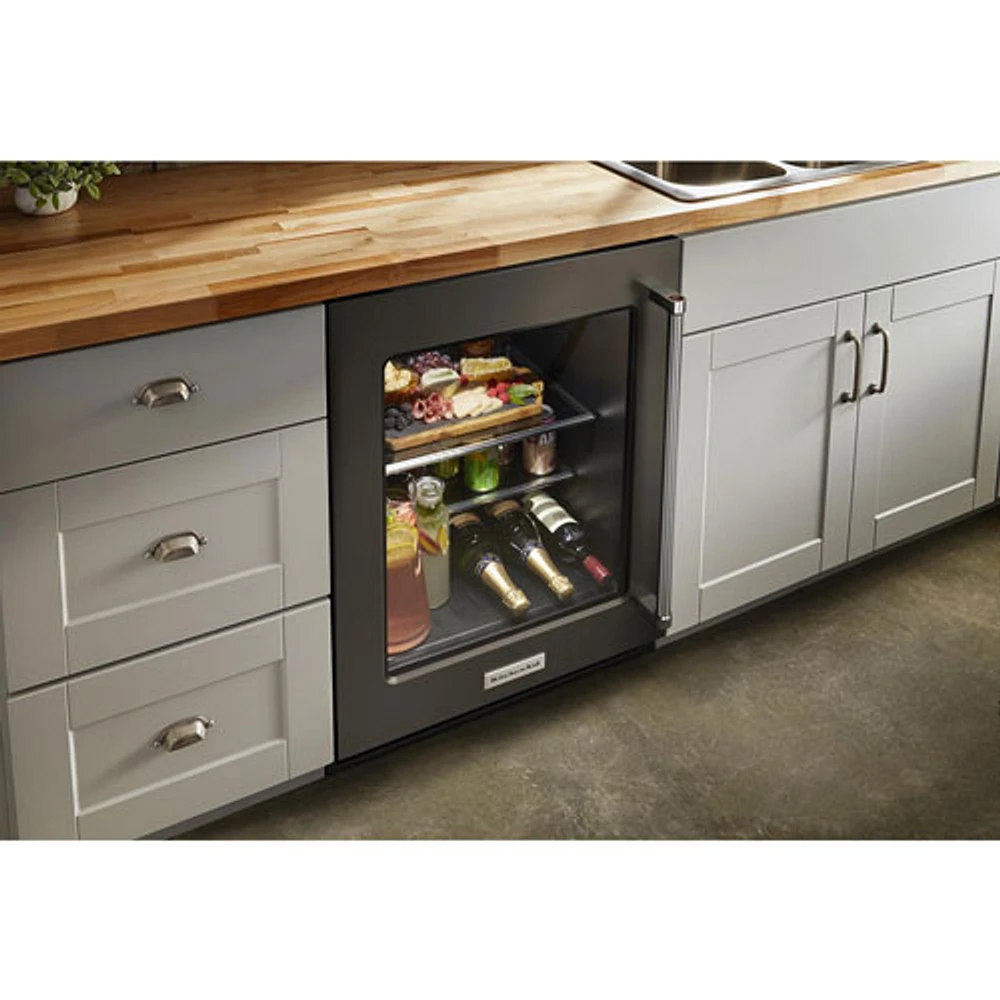 KitchenAid Undercounter 5.2 Cu. Ft. Freestanding Bar Fridge (KURL314KBS) - Black Stainless Steel