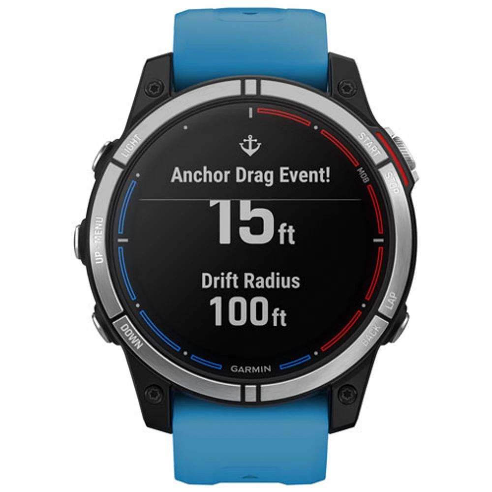 Montre intelligente nautique Bluetooth de 47 mm Quatix 7 de Garmin - Bleu cirrus
