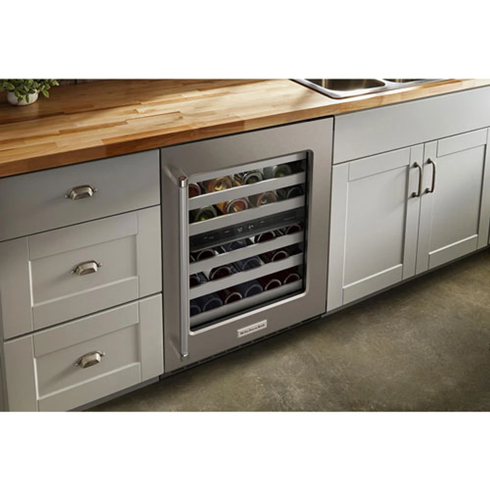 Cellier autonome à deux zones de température de KitchenAid pour 46 bouteilles (KUWR314KSS) - Acier inoxydable