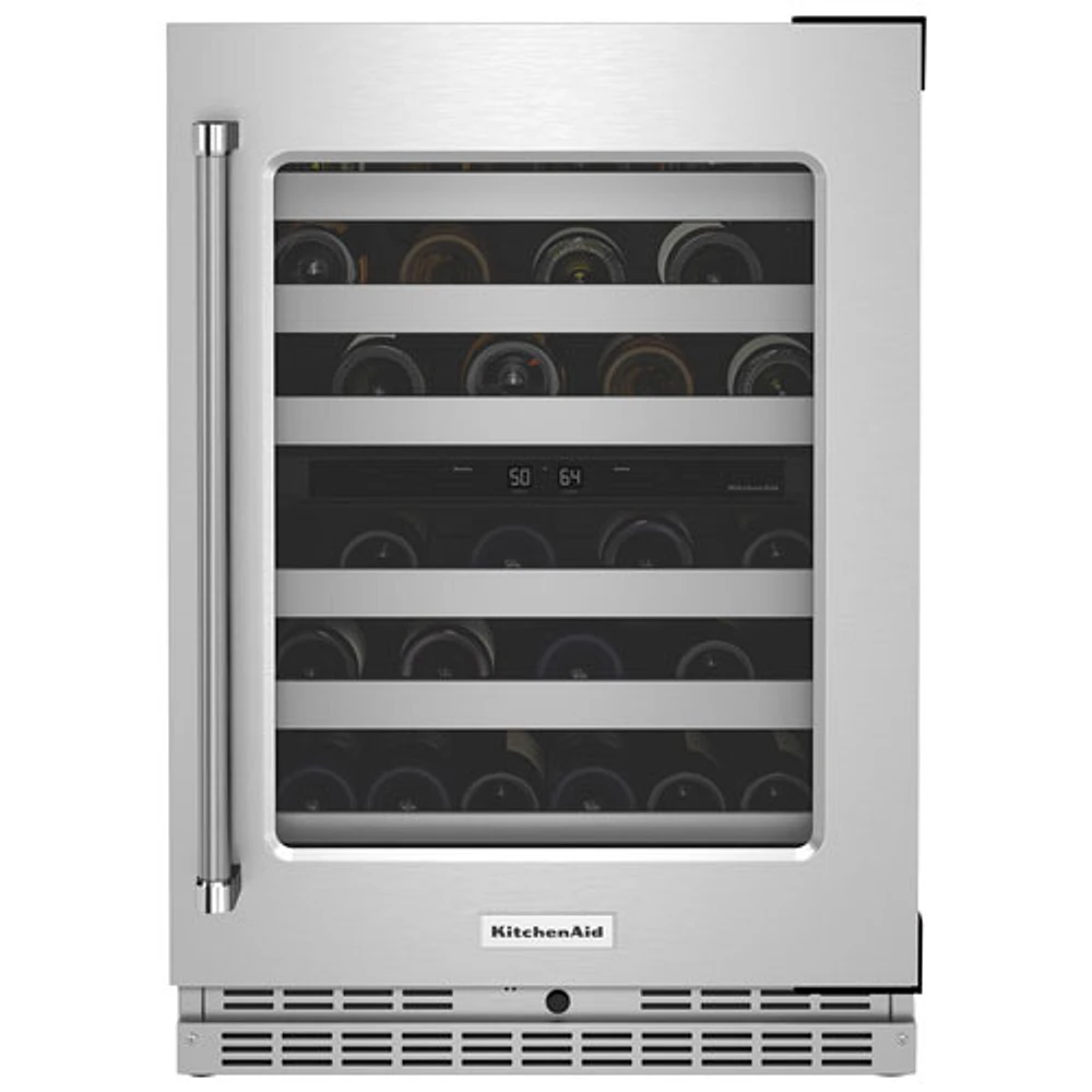 Cellier autonome à deux zones de température de KitchenAid pour 46 bouteilles (KUWR314KSS) - Acier inoxydable