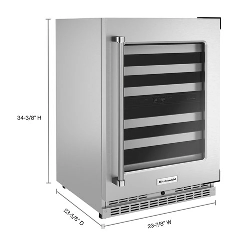 Cellier autonome à deux zones de température de KitchenAid pour 46 bouteilles (KUWR314KSS) - Acier inoxydable