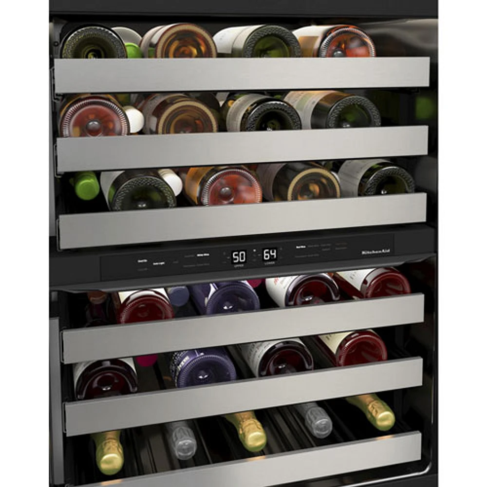 Cellier autonome à deux zones de température de KitchenAid pour 46 bouteilles (KUWR314KSS) - Acier inoxydable