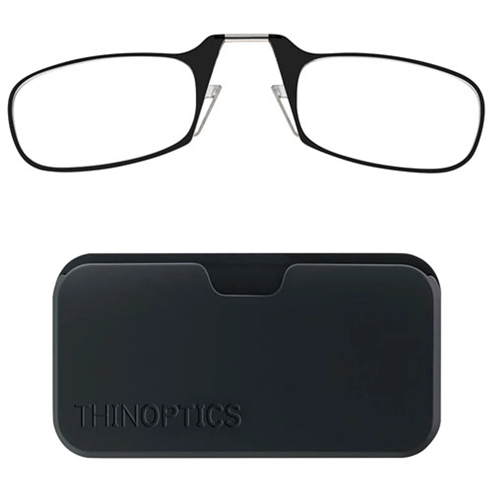 ThinOptics Black Pod & Reading Glasses with +2.0 Lens Strength - Black