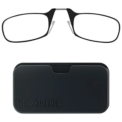 ThinOptics Black Pod & Reading Glasses with +2.0 Lens Strength - Black