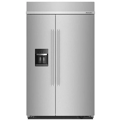 Réfrigérateur à congélateur juxtaposé 30 pi³ 48 po avec distributeur d'eau et de glaçons de KitchenAid (KBSD708MPS) - Inox