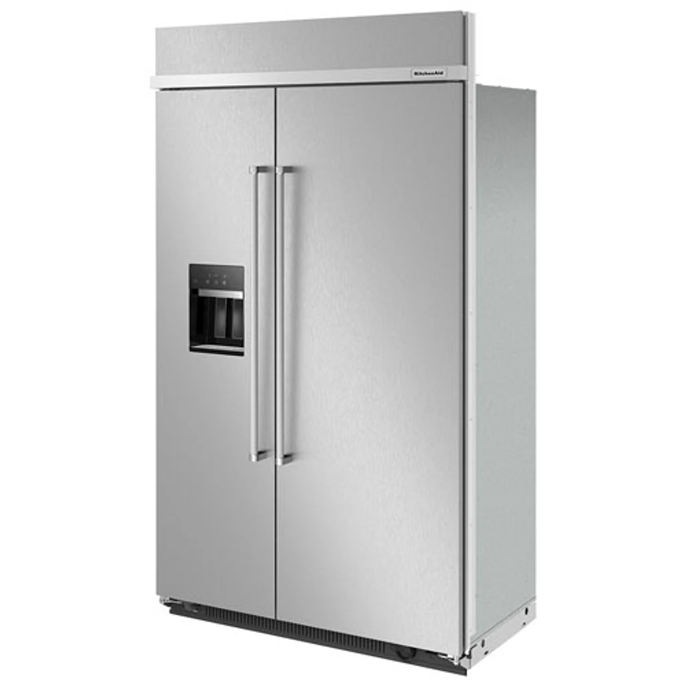 Réfrigérateur à congélateur juxtaposé 30 pi³ 48 po avec distributeur d'eau et de glaçons de KitchenAid (KBSD708MPS) - Inox