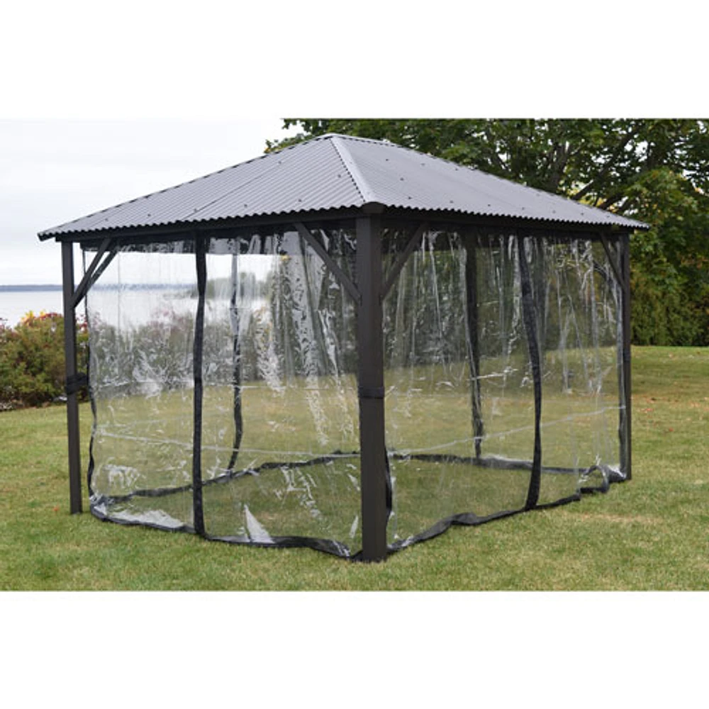 Corriveau Safezone Mica Curtain for 10’ x 10’ Gazebo - Transparent/Black
