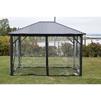 Corriveau Safezone Mica Curtain for 10’ x 10’ Gazebo - Transparent/Black