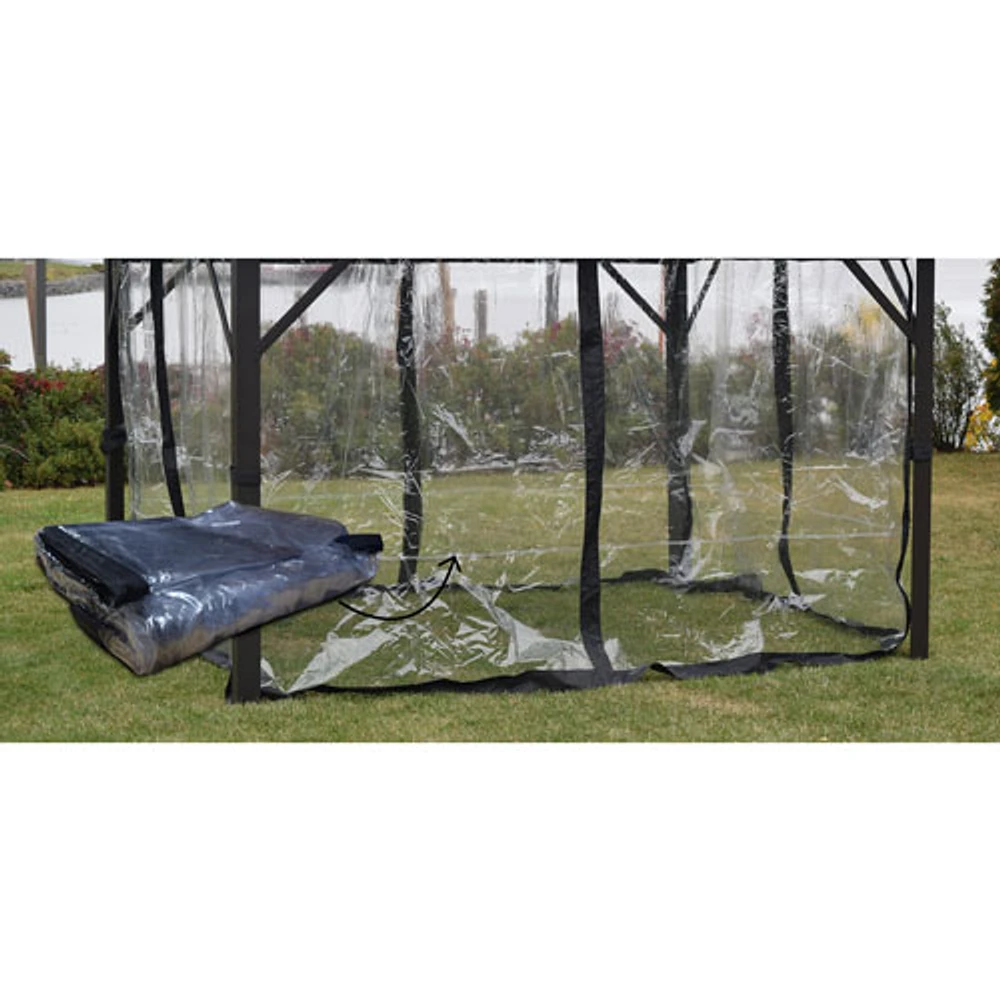 Corriveau Safezone Mica Curtain for 10’ x 10’ Gazebo - Transparent/Black