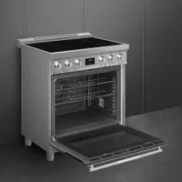 Smeg 30" 4.6 Cu. Ft. True Convection Freestanding Induction Range (SPR30UIMX) - Stainless Steel