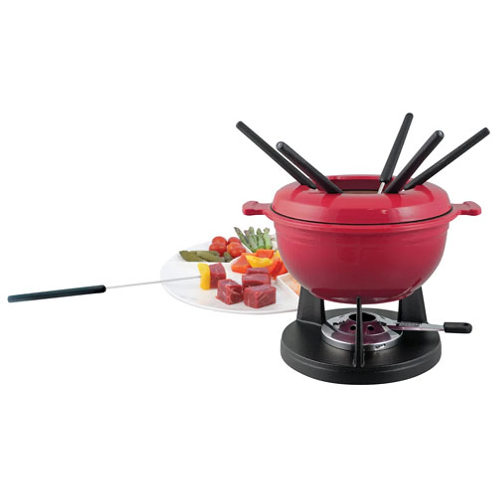 Service à fondue en fonte de 10 pièces Lucerne de Swissmar (F66540) - Rouge
