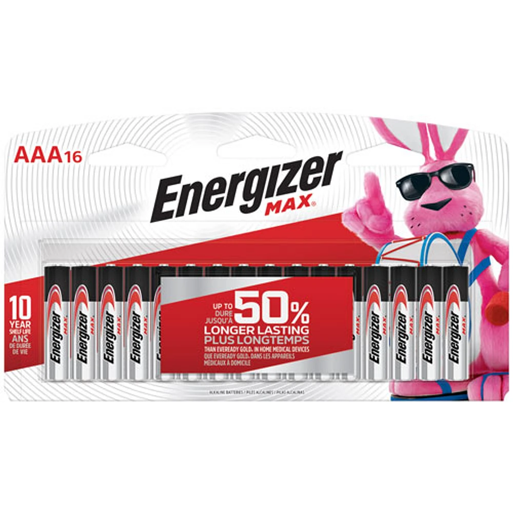 Piles AAA alcalines Max d'Energizer - Paquet de 16