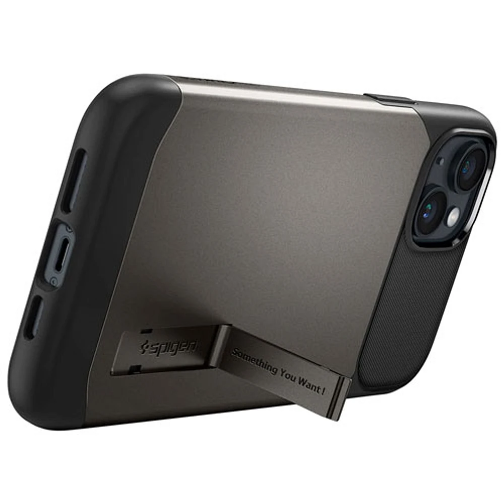 Étui rigide ajusté Slim Armor de Spigen pour iPhone 14/13 - Gris acier