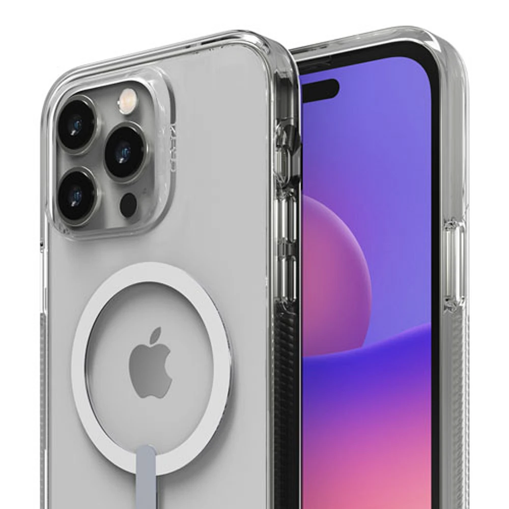 Étui souple ajusté encliquetable Crystal Palace D3O de Gear4 avec MagSafe pour iPhone 14 Pro Max - Transparent